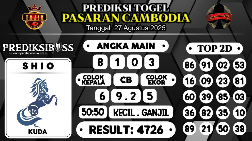 https://prediksibossdpr.com/prediksi-boss-togel-cambodia-rabu-27-agustus-2025/